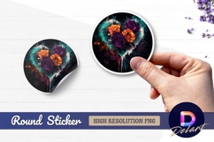 Floral heart watercolor Round Sticker PNG Product Image 1