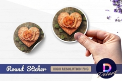 Peach rose heart on brick wall Round Sticker PNG Product Image 1