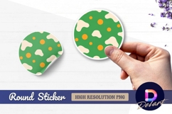 Green circle pattern with orange dots Round sticker PNG Product Image 1