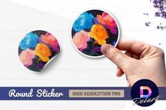 Colorful abstract roses Round Sticker PNG Product Image 1
