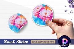 Pink floral painting Round Sticker PNG Product Image 1