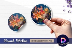 Floral arrangement vibrant colors Round Sticker PNG Product Image 1