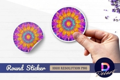 Vibrant colorful floral mandala round sticker png Product Image 1
