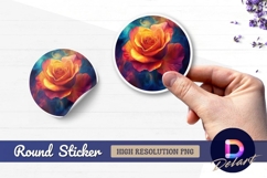 Vibrant rose flower in artistic Round Sticker PNG Product Image 1