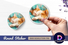 Sleeping orange cat Round Sticker PNG Product Image 1