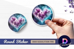 Floral heart with butterfly Round Sticker PNG Product Image 1