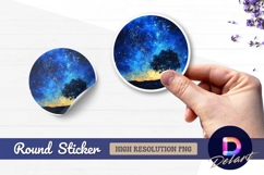 Night sky tree Round Sticker PNG Product Image 1