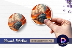 Steam train express artistic Round Sticker PNG Product Image 1