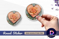 Rose in heart shaped stone Round Sticker PNG Product Image 1