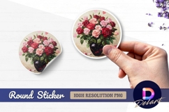Rose bouquet in vase Round Sticker PNG Product Image 1