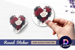 Heart shaped rose bouquet Round Sticker PNG Product Image 1