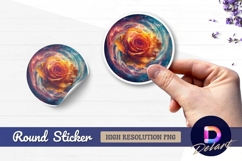 Golden rose in galaxy Round Sticker PNG Product Image 1