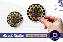 Golden floral mandala illustration round sticker png Product Image 1