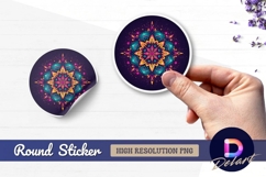 Colorful geometric mandala design round sticker png Product Image 1