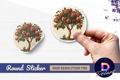 Rose tree antique illustration Round Sticker PNG Product Image 1