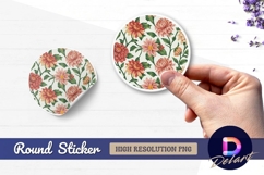 Elegant floral arrangement Round sticker png design Product Image 1