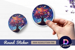 Butterfly tree of life Round Sticker PNG Product Image 1