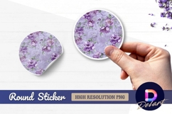 Purple floral Round Sticker PNG Product Image 1