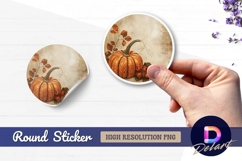 Autumn pumpkin and berries round sticker png Product Image 1