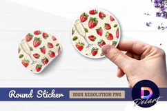 Strawberries and champagne festive Round Sticker PNG Product Image 1