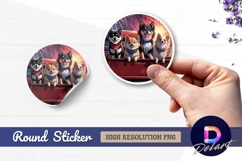 Patriotic dogs celebrate fourth of july Round sticker png Product Image 1