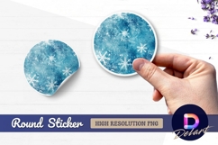Blue snowflake texture Round Sticker PNG Product Image 1