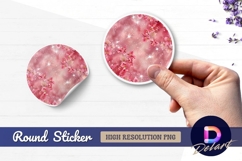 Pink floral sparkle Round Sticker PNG Product Image 1
