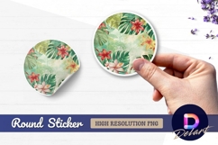 Tropical floral circle background for round sticker png Product Image 1