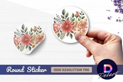 Watercolor flower arrangement Round sticker png design Product Image 1