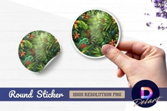 Lush tropical foliage round sticker png design Product Image 1