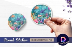 Underwater life Round Sticker PNG Product Image 1