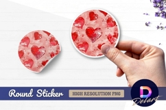 Watercolor hearts Round Sticker PNG Product Image 1