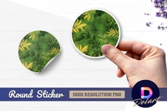 Lush tropical leaves circular round sticker png Product Image 1