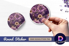 Purple floral circle round sticker png Product Image 1