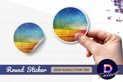 Colorful landscape circle Round Sticker PNG Product Image 1