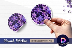 Watercolor purple floral round sticker png design Product Image 1