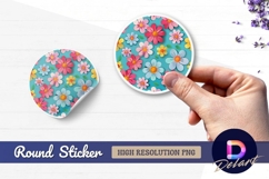 Floral pattern illustration round sticker png Product Image 1
