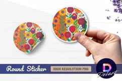 Colorful floral pattern Round sticker png Product Image 1