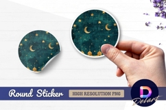 Ramadan kareem stars moon islamic art round sticker png Product Image 1