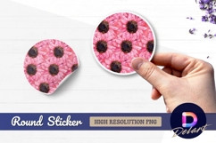 Pink sunflower watercolor pattern round sticker png Product Image 1