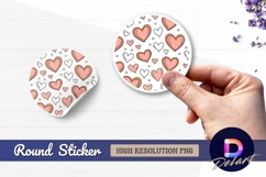Pink hearts doodles round sticker png valentine design Product Image 1