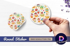 Watercolor cupcakes pattern Round Sticker PNG Product Image 1