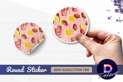 Strawberry lemonade summer drink round sticker png Product Image 1