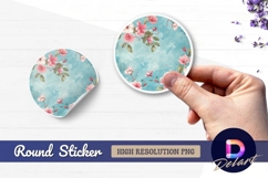 Watercolor floral round sticker png design Product Image 1