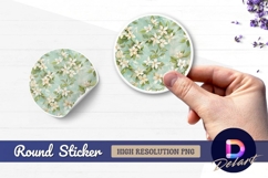 Jasmine floral pattern Round Sticker PNG Product Image 1