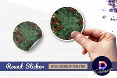 Christmas green and gold foliage Round Sticker PNG Product Image 1