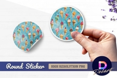 Ice cream cones round sticker png Product Image 1