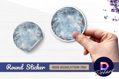 Winter scene with branches Round Sticker PNG Product Image 1