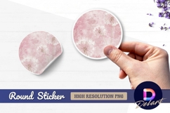Pink dandelion watercolor Round Sticker PNG Product Image 1