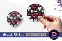 Cute teeth and hearts pattern Round Sticker PNG Product Image 1